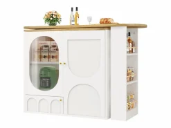 Mueble bar giratorio - 138 x 73 x 105 cm - 3 puertas + separadores extraíbles - MDF + Metal -^Merax Clearance