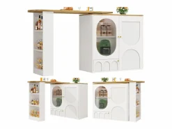 Mueble bar giratorio - 138 x 73 x 105 cm - 3 puertas + separadores extraíbles - MDF + Metal -^Merax Clearance