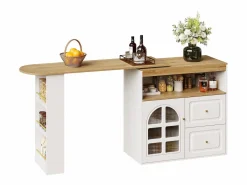 Mueble bar giratorio - Mesa de bar extensible con 2 cajones y 1 puerta de cristal - almacenamiento abierto -^ Hot