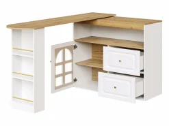 Mueble bar giratorio - Mesa de bar extensible con 2 cajones y 1 puerta de cristal - almacenamiento abierto -^ Hot