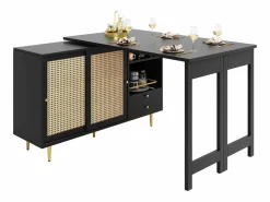 Mueble bar giratorio con 2 puertas correderas de ratán y cajón -^Hauss Spole Best