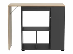 Vente-unique Mueble bar giratorio con almacenaje - Natural y antracita - SATURN Gris antracita / Color natural claro Online