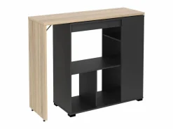 Vente-unique Mueble bar giratorio con almacenaje - Natural y antracita - SATURN Gris antracita / Color natural claro Online
