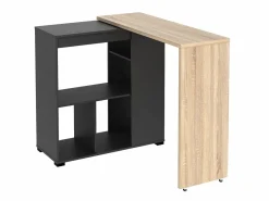 Vente-unique Mueble bar giratorio con almacenaje - Natural y antracita - SATURN Gris antracita / Color natural claro Online