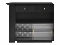 Hauss Spole Mueble Bar|Mueble bar giratorio con enchufes, iluminación LED y tablero perforado -
