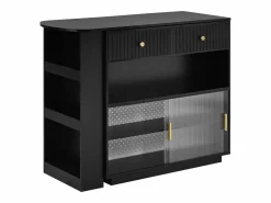 Hauss Spole Mueble Bar|Mueble bar giratorio con enchufes, iluminación LED y tablero perforado -