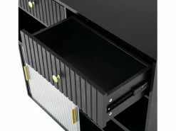 Hauss Spole Mueble Bar|Mueble bar giratorio con enchufes, iluminación LED y tablero perforado -