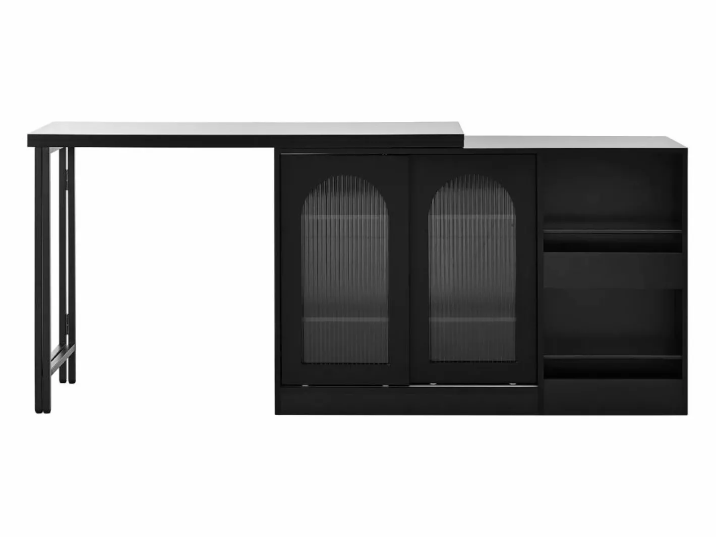 Hauss Spole Mueble bar giratorio con 2 puertas de cristal - Tapa reversible - Negro Online