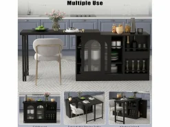 Hauss Spole Mueble bar giratorio con 2 puertas de cristal - Tapa reversible - Negro Online