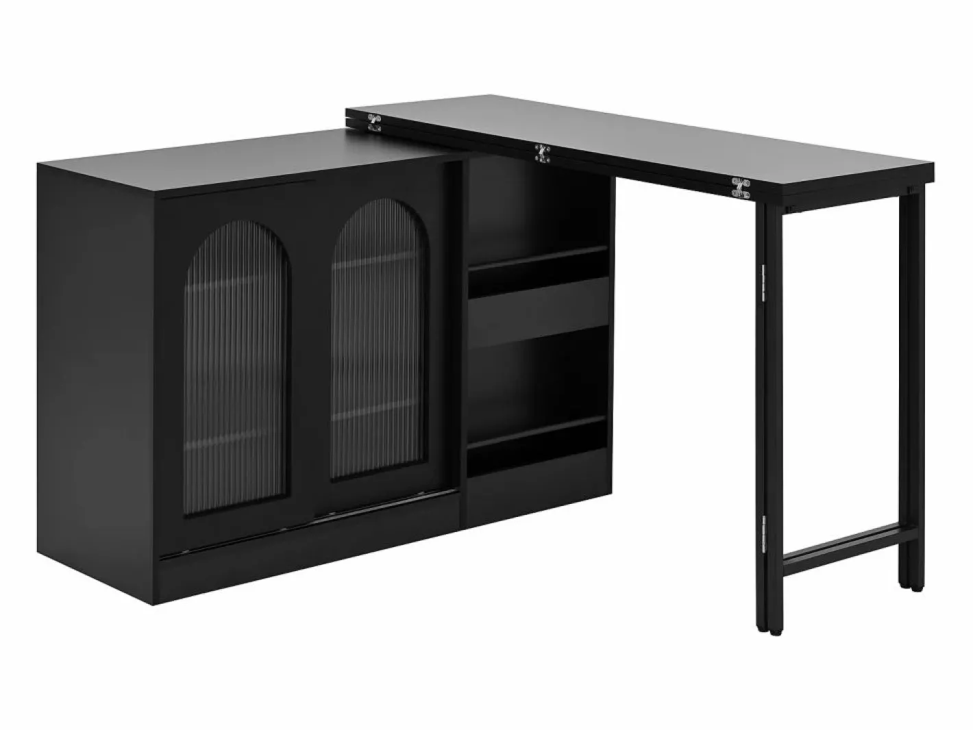 Hauss Spole Mueble bar giratorio con 2 puertas de cristal - Tapa reversible - Negro Online