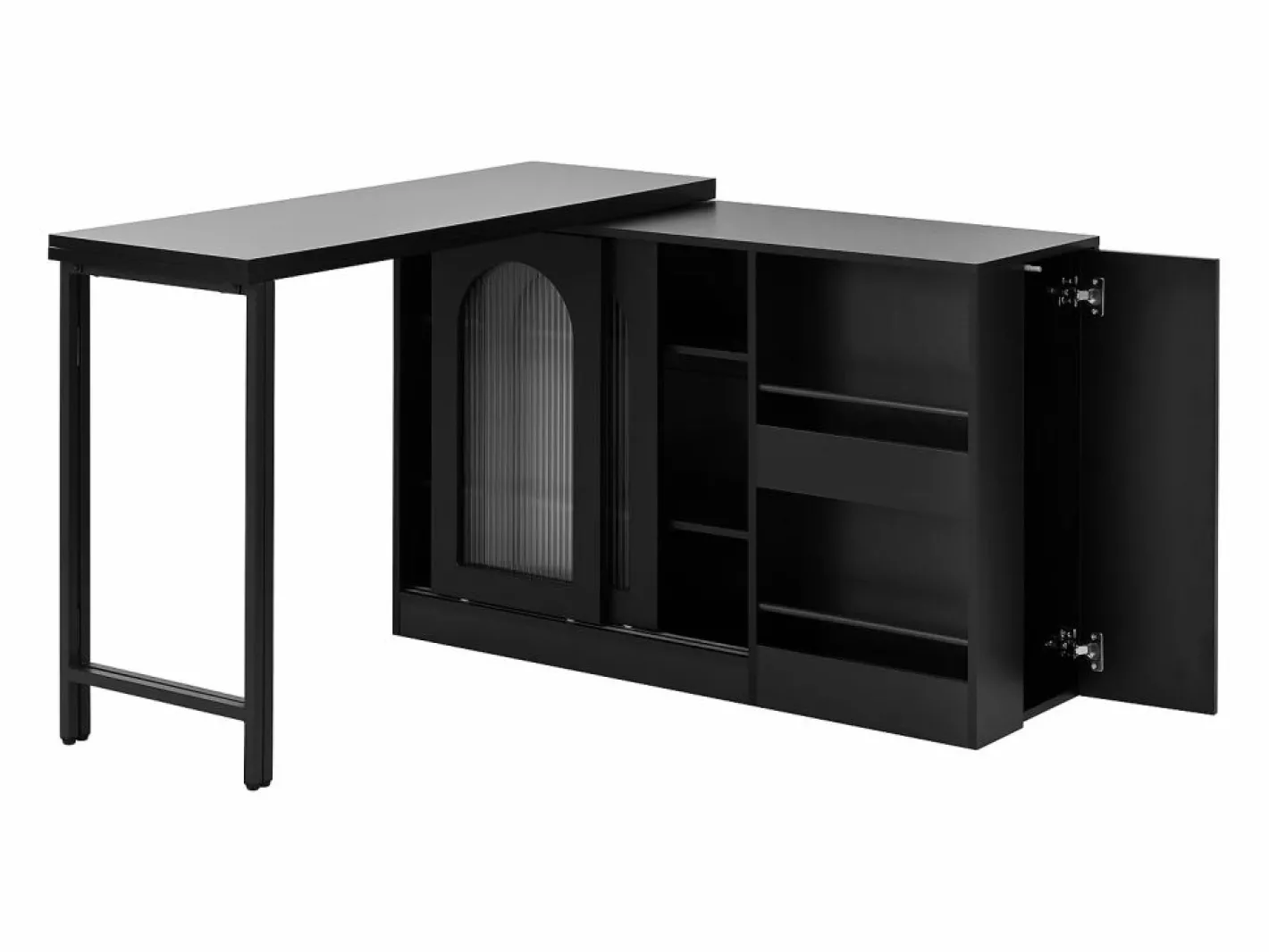 Hauss Spole Mueble bar giratorio con 2 puertas de cristal - Tapa reversible - Negro Online