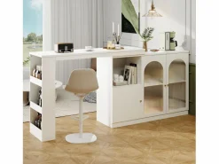 Hauss Spole Mueble Bar|Mueble bar giratorio con 3 puertas, 2 de ellas de cristal, estantes abiertos incluidos, cuerpo - 120x40x103cm