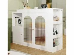 Hauss Spole Mueble Bar|Mueble bar giratorio con 3 puertas, 2 de ellas de cristal, estantes abiertos incluidos, cuerpo - 120x40x103cm