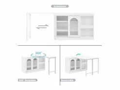 Mueble bar giratorio con 2 puertas de cristal - Tapa reversible -^Hauss Spole Outlet