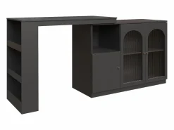 Hauss Spole Mueble Bar|Mueble bar giratorio con 3 puertas, 2 de ellas de cristal, estantes abiertos incluidos, cuerpo - 120x40x103cm