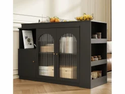 Hauss Spole Mueble Bar|Mueble bar giratorio con 3 puertas, 2 de ellas de cristal, estantes abiertos incluidos, cuerpo - 120x40x103cm