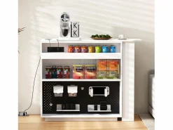 Mueble bar giratorio con enchufes, iluminación LED y tablero perforado -^Hauss Spole Online