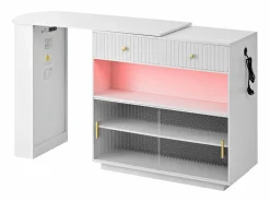 Mueble bar giratorio con enchufes, iluminación LED y tablero perforado -^Hauss Spole Online