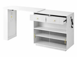 Mueble bar giratorio con enchufes, iluminación LED y tablero perforado -^Hauss Spole Online