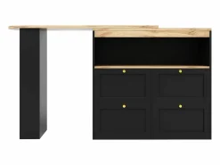 Hauss Spole Mueble bar giratorio con 4 cajones y 1 nicho, cuerpo con tapa chapada en madera - 138x39x104cm Negro Online