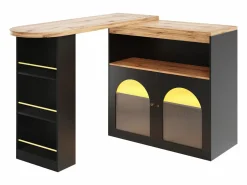 Hauss Spole Mueble Bar|Mueble bar giratorio con iluminación LED y 2 puertas de cristal - y natural claro