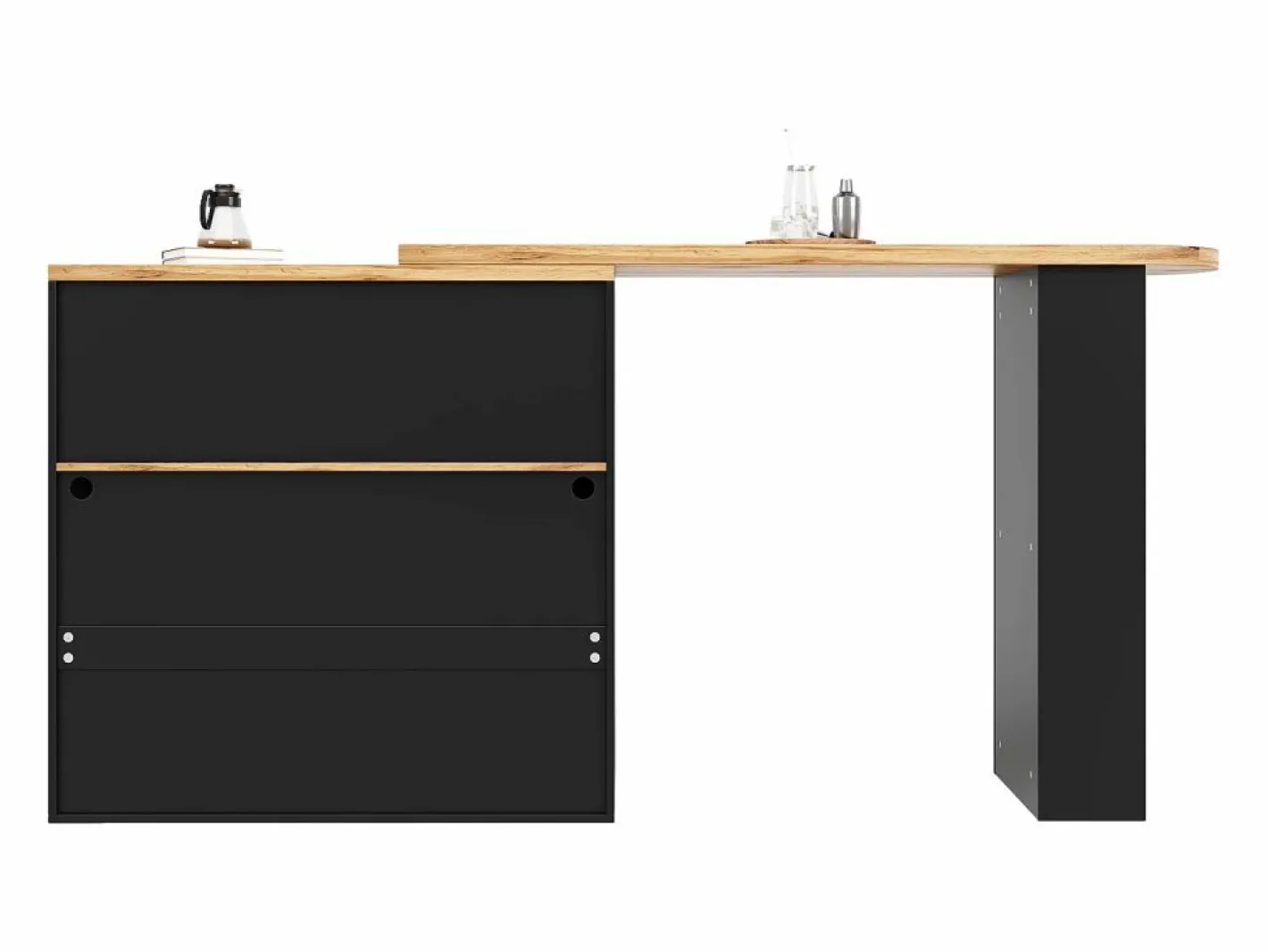 Hauss Spole Mueble Bar|Mueble bar giratorio con iluminación LED y 2 puertas de cristal - y natural claro
