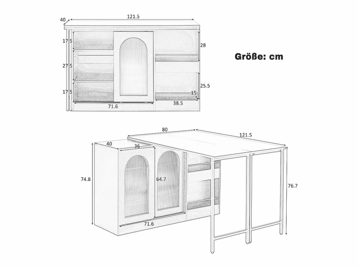 Mueble bar giratorio - Mesa de bar con 2 puertas de cristal y 2 compartimentos de almacenamiento abiertos - parte superior giratoria^ Best
