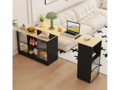 ModernLuxe Mueble bar giratorio y retráctil、Aparador multifuncional - gran espacio de almacenamiento - Negro Outlet