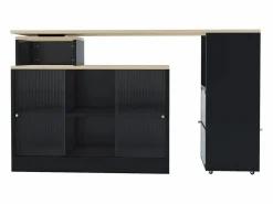 ModernLuxe Mueble bar giratorio y retráctil、Aparador multifuncional - gran espacio de almacenamiento - Negro Outlet