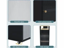 ModernLuxe Mueble bar giratorio y retráctil、Aparador multifuncional - gran espacio de almacenamiento - Negro Outlet