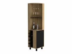 TuHome Mueble Bar|Mueble Bar Kaia en melamina con 3 estantes , 9 portacopas , 10 botelleros y gabinete inferior , multicolor , 180 cm X 45 cm X 45 cm