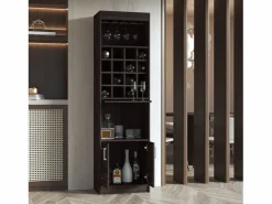 Mueble Bar kava espresso en melamina con Estante para Copas y Gabinete Inferior , 180.6 cm X 51 cm X 34 cm ,^TuHome Discount