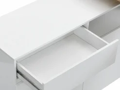 Mueble bar pivotante - 2 puertas 1 cajón 1 estante - MDF - Blanco lacado y roble - ELDIR^Vente-unique