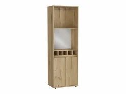 TuHome Vitrina|Mueble Bar Prana en melamina con 4 estantes , 2 puertas , 4 portabotellas y 6 portacopas , , 180 cm X 58.4 cm X 37 cm