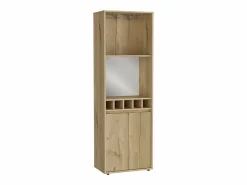 TuHome Vitrina|Mueble Bar Prana en melamina con 4 estantes , 2 puertas , 4 portabotellas y 6 portacopas , , 180 cm X 58.4 cm X 37 cm