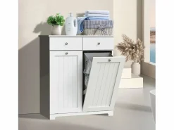 ML-DESIGN Mueble de lavadero armario para colada con 2 compartimentos y 2 cajones Blanco Clearance