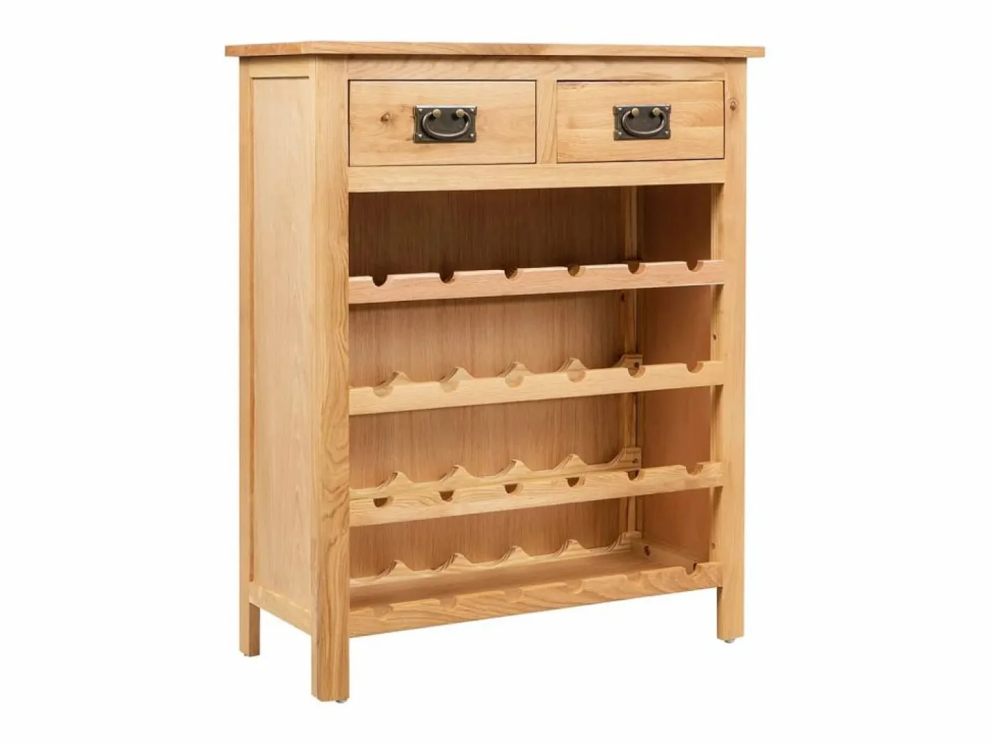 Mueble botellero de madera maciza de roble 72x32x90 cm ES447309 Marru00f3n