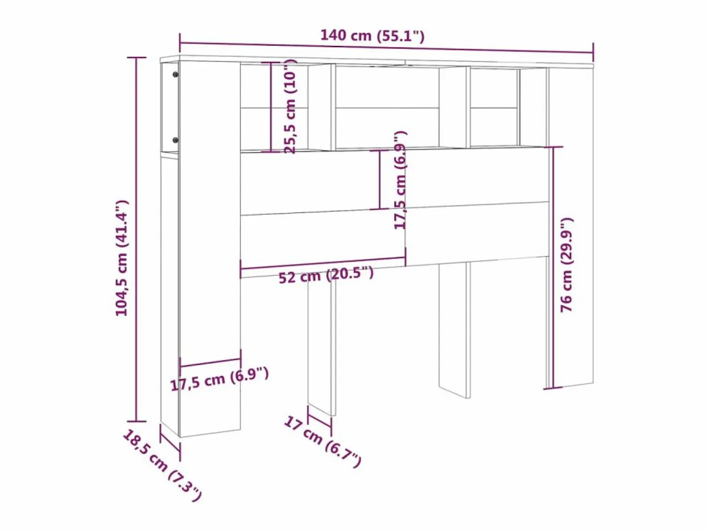 Mueble cabecero hormigón 140x18,5x104,5 cm^vidaxl
