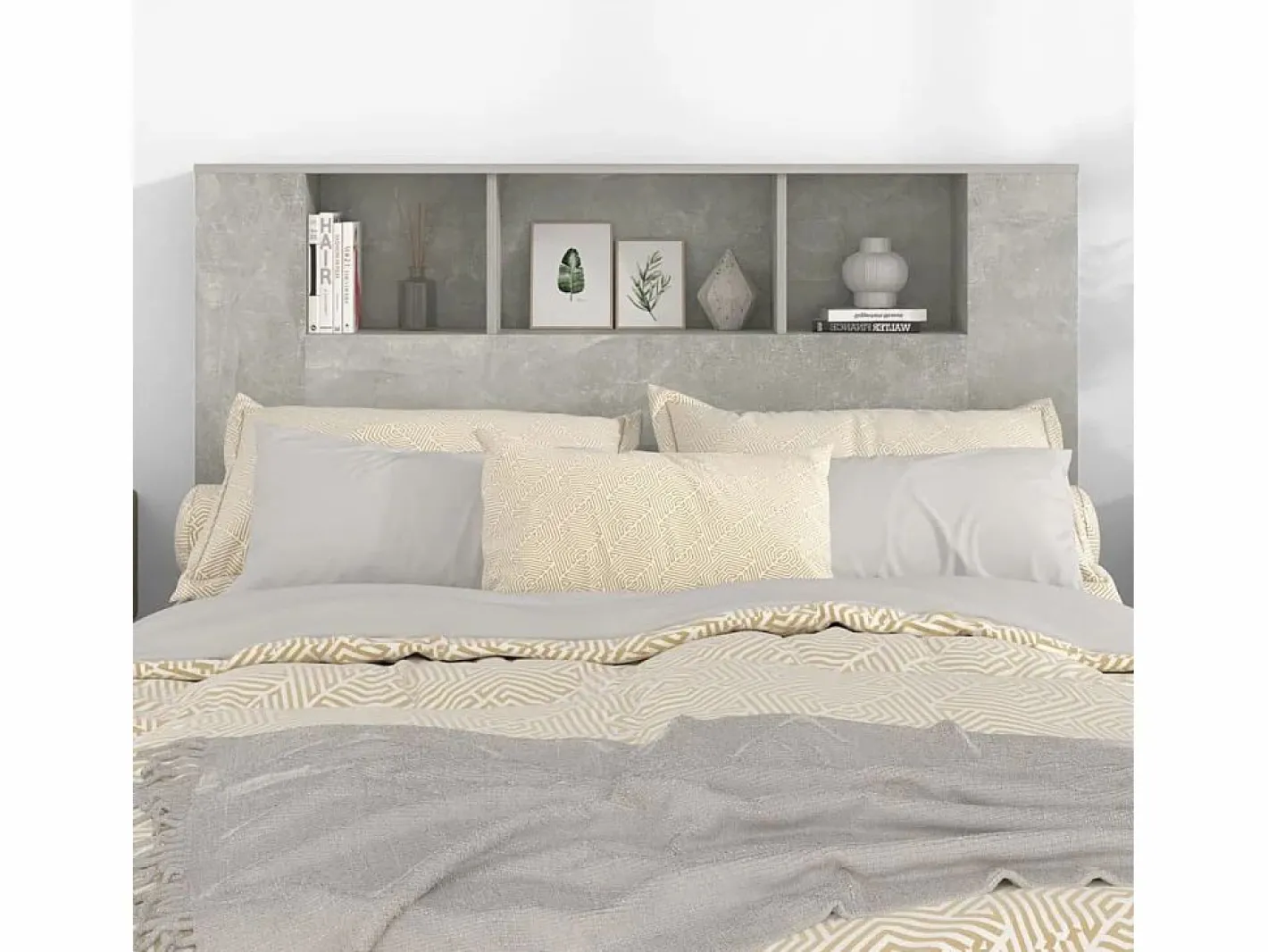 Mueble cabecero hormigón 140x18,5x104,5 cm^vidaxl