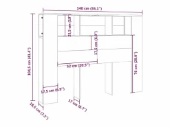 Mueble cabecero roble ahumado 140x18,5x104,5 cm^vidaxl