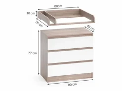 Vicco Mueble cambiador sonoma/blanco 80x76x87 emma Color natural claro Best