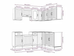 vidaxl Cocina Completa|Mueble cocina Kalmar brillo 11 pzas madera contrachapada