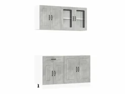 vidaxl Cocina Completa|Mueble cocina Kalmar hormigón 4 pzas madera contrachapada