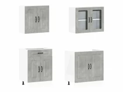vidaxl Cocina Completa|Mueble cocina Kalmar hormigón 4 pzas madera contrachapada