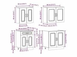 vidaxl Cocina Completa|Mueble cocina Kalmar hormigón 4 pzas madera contrachapada