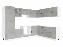 vidaxl Cocina Completa|Mueble cocina Kalmar hormigón 14 pzas madera contrachapada