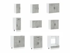 vidaxl Cocina Completa|Mueble cocina Kalmar hormigón 14 pzas madera contrachapada