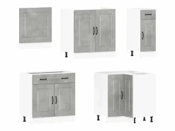vidaxl Mueble cocina Kalmar hormigón 11 pzas madera contrachapada Gris Outlet