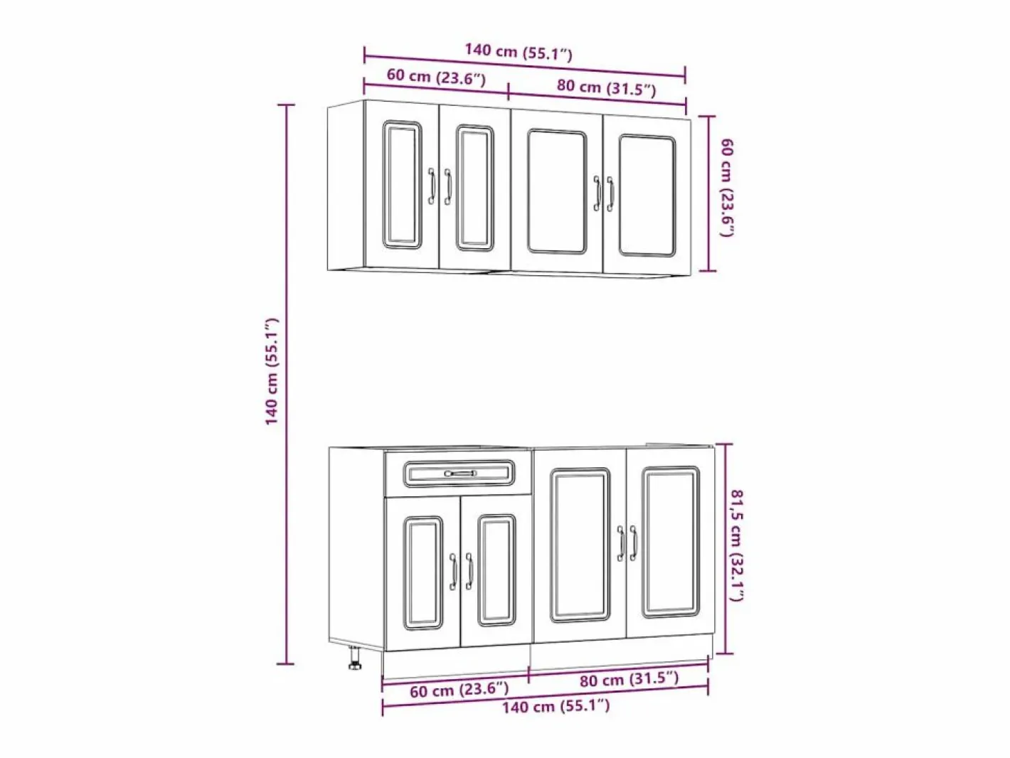 Mueble cocina Kalmar roble ahumado 4 pzas madera contrachapada^vidaxl Sale