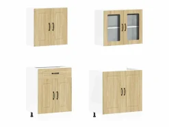 vidaxl Cocina Completa|Mueble cocina Kalmar roble sonoma 4 pzas madera contrachapada